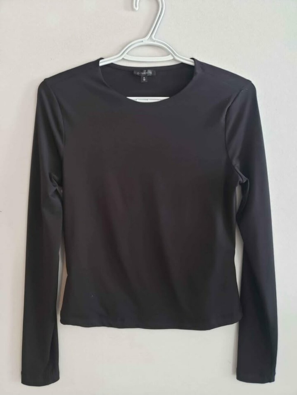 Dynamite Black Long Sleeve Crew Neck Tee